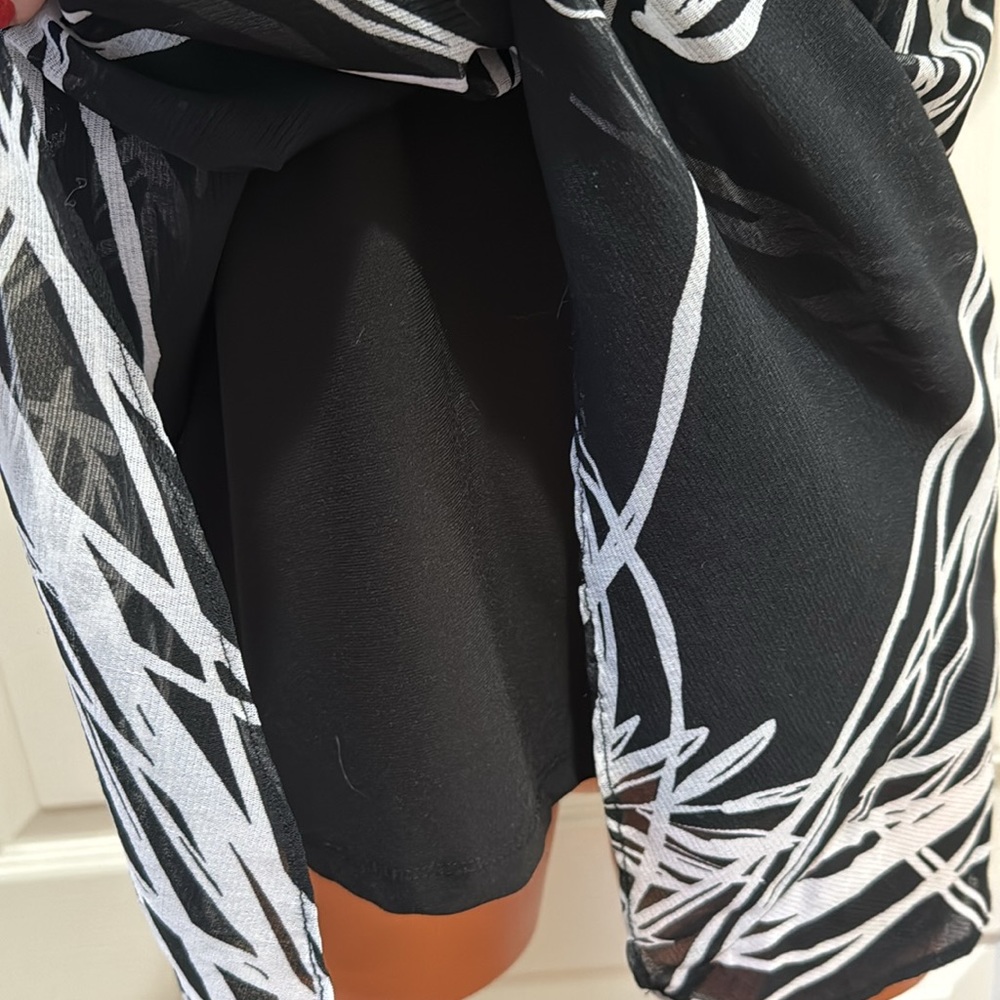 ALFANI Tunic Mesh Black White Palm Print Handkerchief Hem Petite Small PS SP $60 - Picture 7 of 11